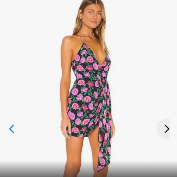 Lovers + Friends Dresses & Skirts - Lovers + Friends Floral Mini Dress - Black and Pink